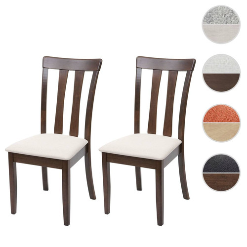 Chaises Mendler 2x chaise de salle à manger HWC-G46, tissu, en bois massif ~ châssis foncé, beige