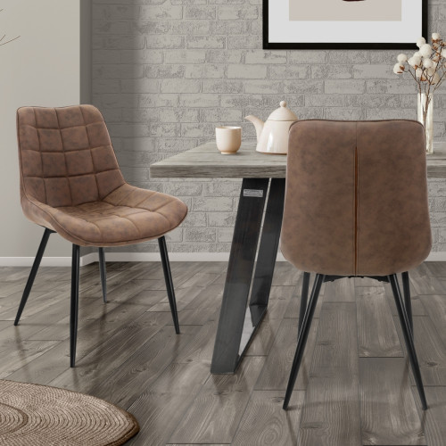 Chaises ML-Design Chaise de salle à manger set de 2 pièces en similicuir marron avec pieds en métal, matériel de montage inclus ML-Design