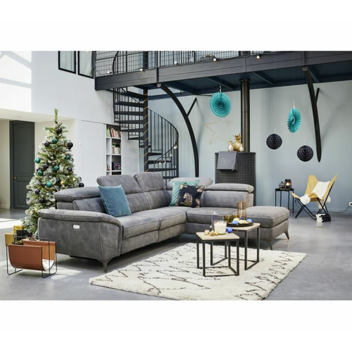 Modern Living - Canapé angle droit relax électrique NEWPORT tissu gris foncé Modern Living - Canapés Design
