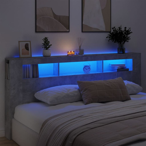 Têtes de lit Maison Chic Tête de lit scandinave à LED,meuble de chambre gris béton 220x18,5x103,5cm bois d'ingénierie -MN96667