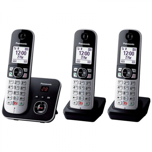 Panasonic - Téléphone sans fil répondeur PANASONIC KX-TG6863FRB Trio Panasonic - Téléphone fixe Avec répondeur