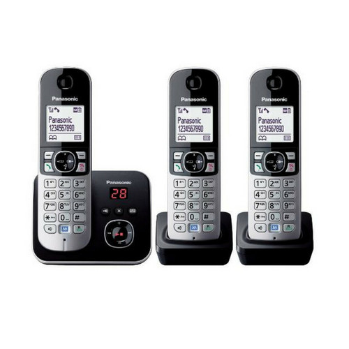 Panasonic - Téléphone sans fil trio dect avec répondeur noir/argent - kxtg6823frb - PANASONIC Panasonic - Téléphone fixe Avec répondeur