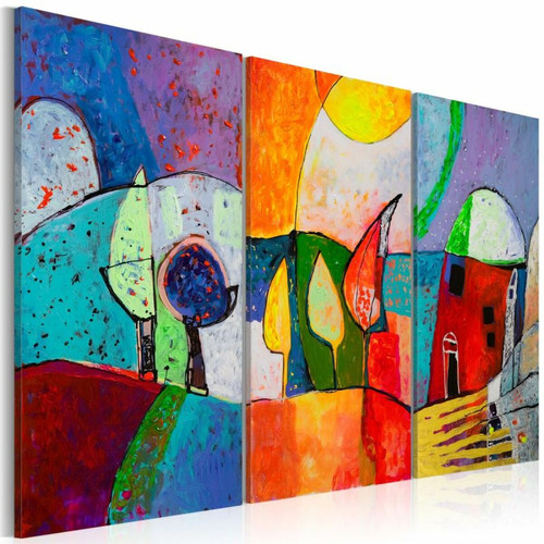 Tableaux, peintures Paris Prix Tableau Peint à la Main Paysage Multicolore 80x120cm
