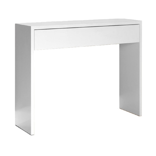 Consoles Pegane Table console, meuble console avec 1 tiroir coloris blanc - longueur 100 x profondeur 30 x hauteur 76 cm