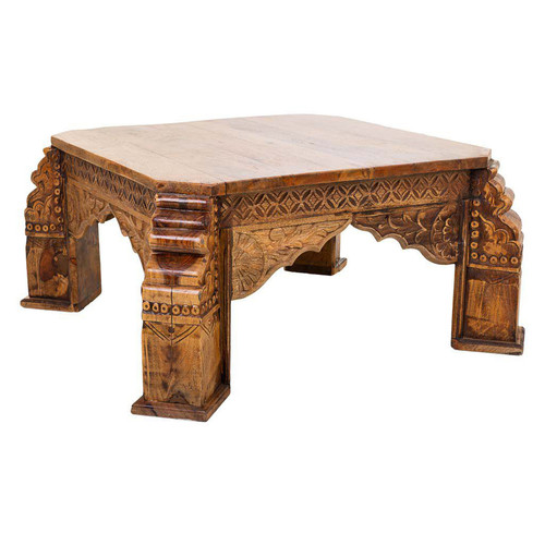Pegane - Table basse, table de salon en bois coloris naturel - Longueur 88 x Profondeur 88  x Hauteur 47  cm Pegane - Pegane