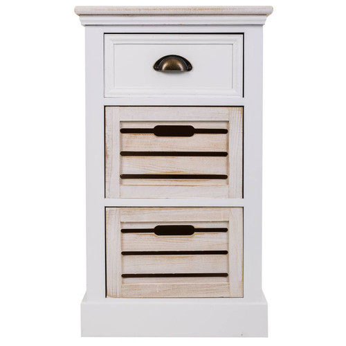 Commode Pegane Chiffonnier, meuble de rangement en bois avec 3 tiroirs coloris blanc - Longueur 40 x Profondeur 30 x Hauteur 78  cm