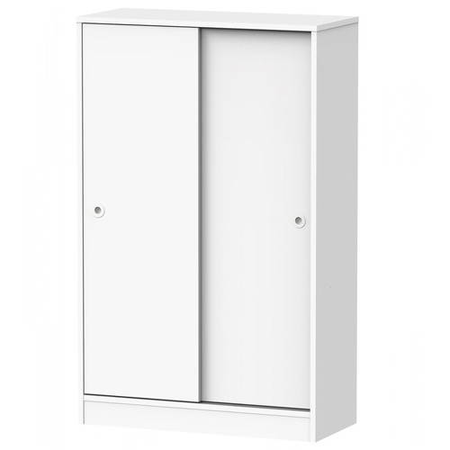 Pegane - Armoire avec 2 portes coulissantes coloris blanc - Hauteur 120 x Longueur 74 x Profondeur 33 cm Pegane - Chambre