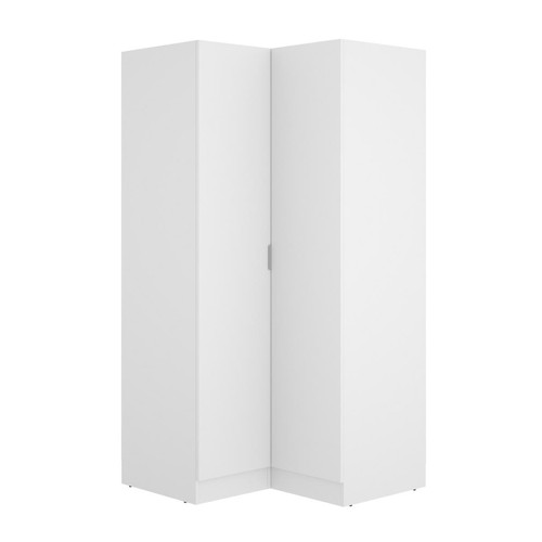 Pegane - Armoire dressing d'angle en panneaux de particules mélaminés coloris blanc - Longueur 90.5 x Profondeur 92.5 x Hauteur 184.2 cm Pegane - Armoire avec miroir Armoire