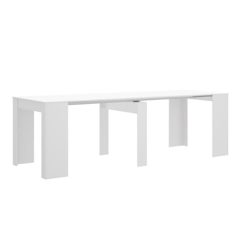 Pegane - Table console extensible en chêne blanc brillant - Longueur 54-239 x Hauteur 77 x Profondeur 90 cm Pegane - Consoles Oui