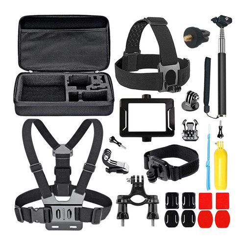 Caméra d'action Prixton Kit de 13 accessoires pour caméra sport avec harnais, sangles, support perche à selfie