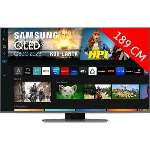 Samsung - TV QLED 4K 189 cm TQ75Q80C QLED 4K 2023 Samsung - Idées cadeaux pour Noël TV, Home Cinéma