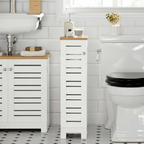meuble bas salle de bain Sobuy SoBuy BZR85-W Porte Papier Toilette Vertical, étroit, Meuble WC, Support Papier Toilette, Armoire Toilettes