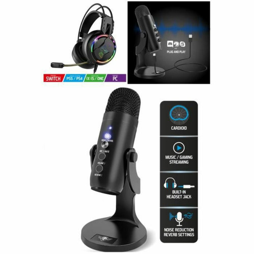 Micros chant Spirit Of Gamer Microphone Streaming Music Gaming EKO700 CARDÏODE Podcasting Voix-off et instruments de musique + Casque Gamer PRO H7 SWITCH PC XBOX