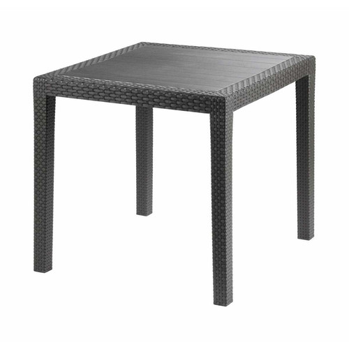 Tables de jardin Sunnydays Table de jardin carré en plastique effet rotin - Gris anthracite - l 79 x l 79 x h 72 cm+Sunnydays