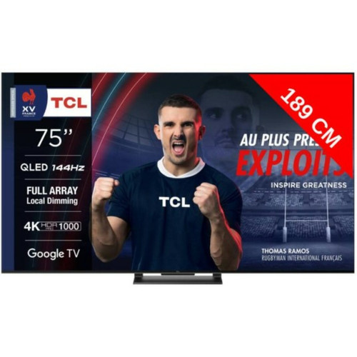 TCL - TV QLED 4K 189 cm 75QLED870 - Google TV TCL - TV 66'' et plus