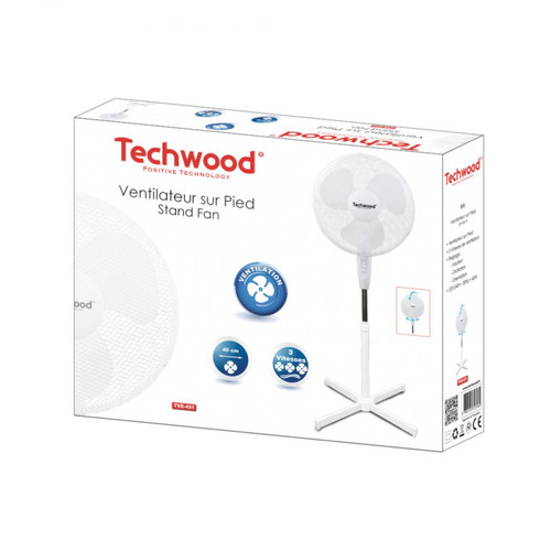 Techwood - Techwood 40 Watts Ventilateur Sur Pied 40cm - 3 Vitesses De Ventilation - Reglage : - Hauteur - Oscillation - Orientation Techwood - Techwood
