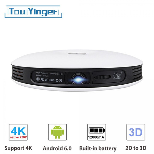Vidéoprojecteurs portables Universal Android DLP 2D TO 3D Projecteur WiFi pour téléphone Full HD 4K Données vidéo Afficher Bluetooth portable Home Cinema Beamer | Projecteur 3D Android | 3D ProjectordLP Android