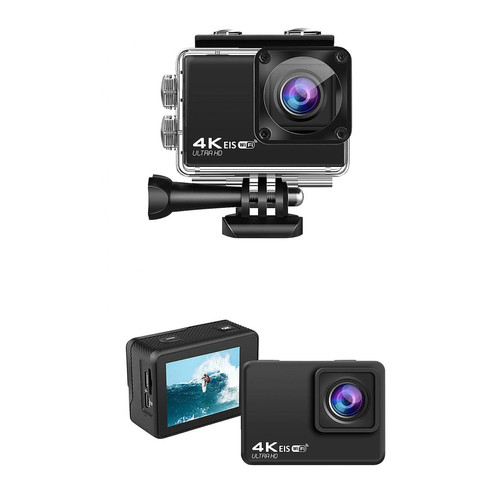 Caméra d'action Universal Caméra d'action H10 EIS anti-shake Ultra HD 4K/60 fps WiFi 2.0(Le noir)
