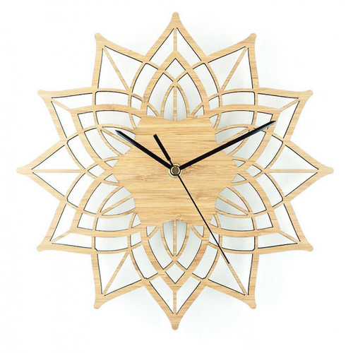 Universal - Lotus bambou fleur horloge murale bois naturel table murale quartz horloge silencieuse Universal  - Horloges, pendules