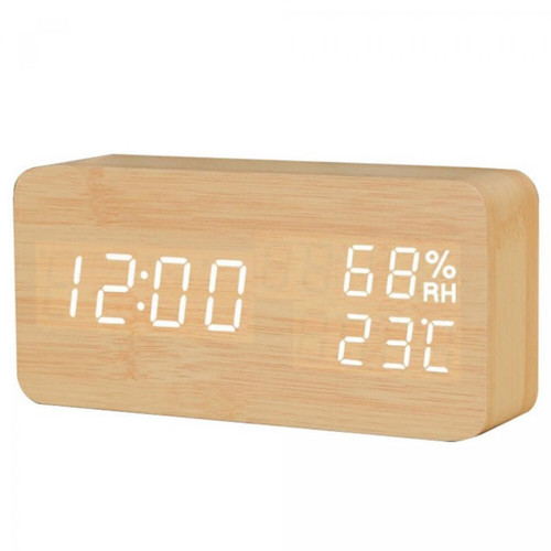 Horloges, pendules Universal Réveil numérique LED en bois Température Commande vocale électronique Horloge de bureau | Minuteur de cuisine