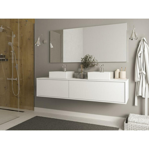 meuble bas salle de bain Vente-Unique Meuble sous vasque suspendu - Coloris blanc - L150 cm - ISAURE II