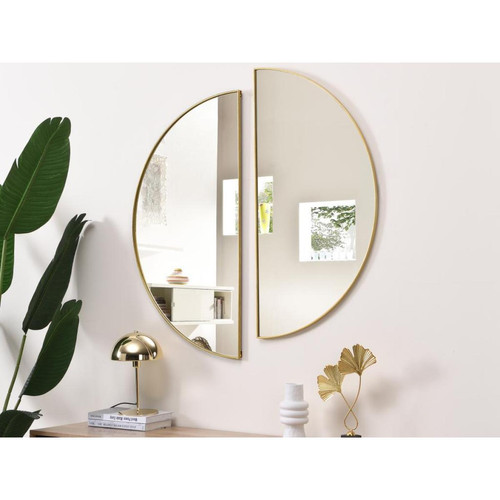 Vente-Unique - Lot de 2 miroirs demi-cercle design en métal - L.50 x H.100 cm - Doré - GAVRA Vente-Unique - Grand miroir design Miroirs
