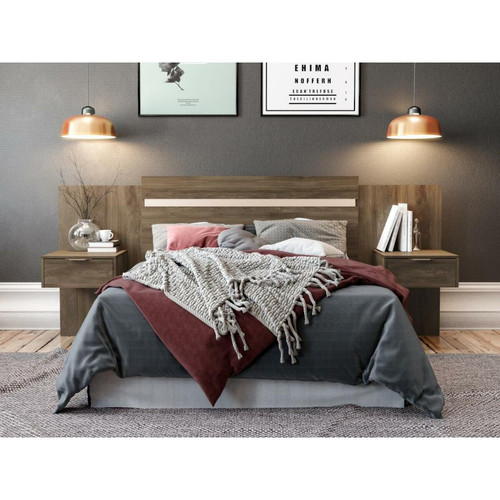 Vente-Unique - Tête de lit extensible avec chevets  - 140/160 cm - Marron - PARATI Vente-Unique  - Têtes de lit