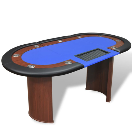 Vidaxl - vidaXL Table de poker pour 10 joueurs avec espace de croupier Bleu Vidaxl - Tables d'appoint Bois mdf
