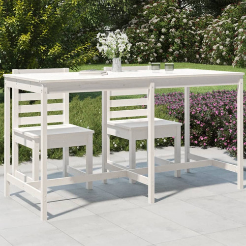 Tables de jardin Vidaxl vidaXL Table de jardin blanc 203,5x90x110 cm bois massif de pin