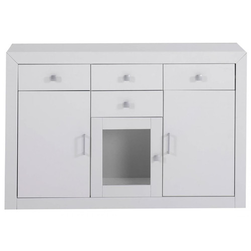 Visiodirect - Buffet meuble de rangement en pin massif laqué blanc - Longueur 130 x Profondeur 42 x Hauteur 86 cm Visiodirect  - Meubles de cuisine