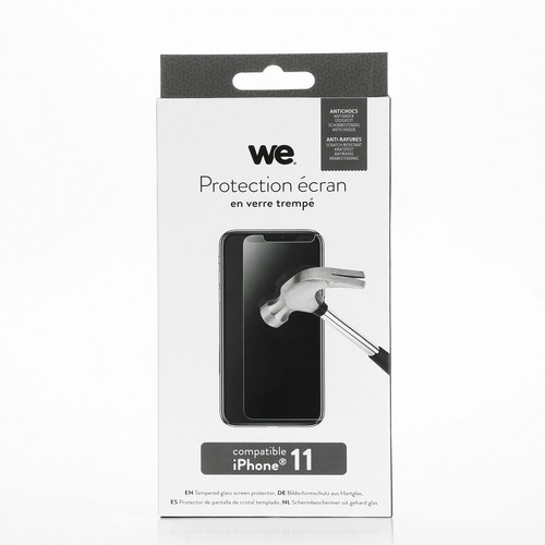 We - WE Verre Trempé pour [iPHONE 11] - Film Protection Ecran Anti-Rayures - Anti-Bulles d'Air - Ultra Résistant - Dureté 9H Glass We  - Accessoire Tablette