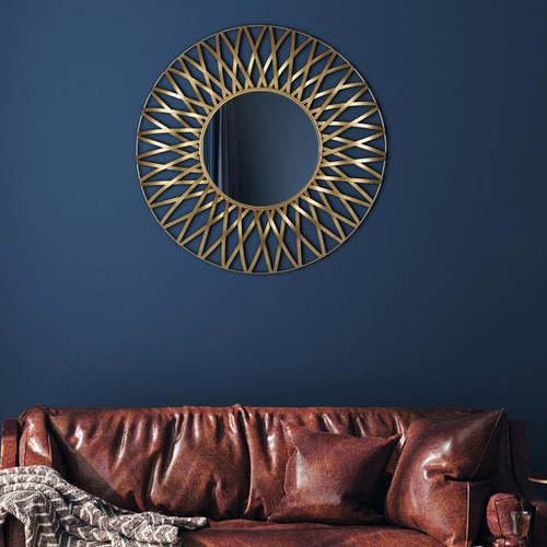 Miroirs Womo-design Miroir soleil doré cadre métallique design décoratif Lima Ø 84 cm WOMO-DESIGN®