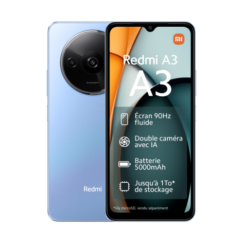 XIAOMI - Redmi A3 - 4G - 4/128 - Bleu XIAOMI  - Xiaomi Redmi Téléphonie