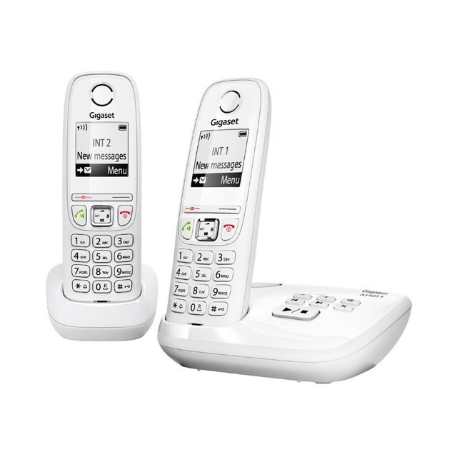 Téléphone fixe sans fil Gigaset Téléphone sans fil avec répondeur - AS405A - Duo Blanc