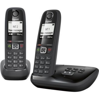 Téléphone fixe-répondeur Gigaset Téléphone sans fil GIGASET AS405A Duo Noir