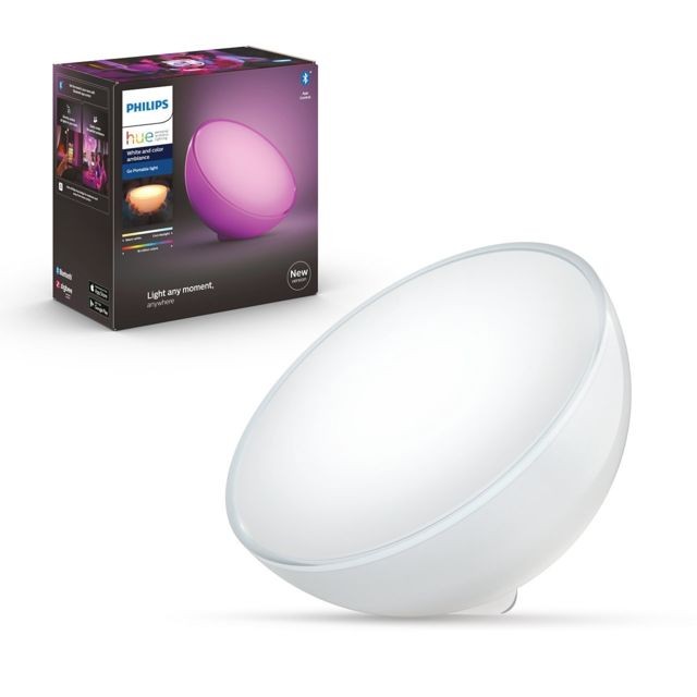 Philips Hue - Lampe à poser connectée Hue Go portable - White & Color Ambiance - V2 - blanche sur batterie Philips Hue - Appareils compatibles Amazon Alexa