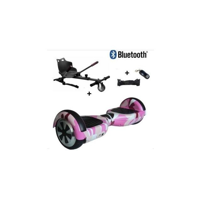 Air Rise - PACK HOVERBOARD 6.5 POUCES LED Camouflage ROSE ET HOVERKART NOIR Air Rise - Hoverboard Gyropode