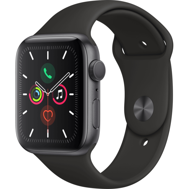 Apple - Watch 5 - 44 - Alu gris / Bracelet Sport Noir Apple  - Occasions Apple Watch