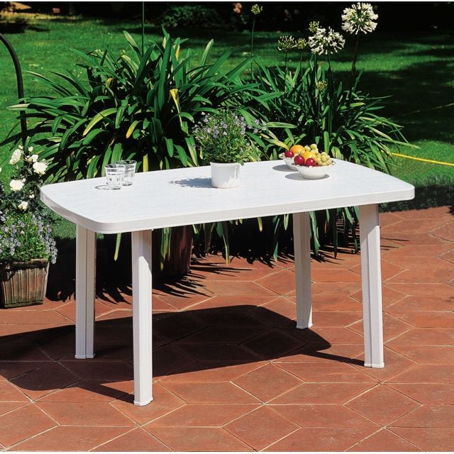 Carrefour - FARO - Table de jardin rectangulaire - Blanc - 909908 Carrefour - Salon de jardin paiement en plusieurs fois