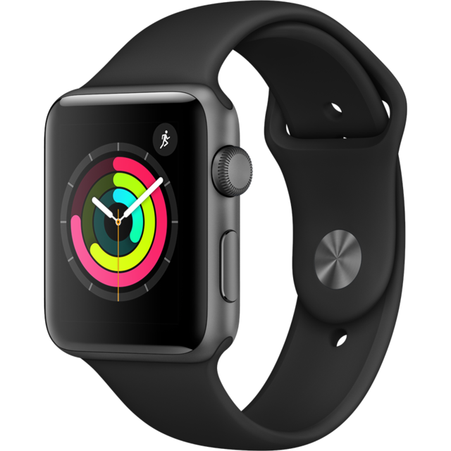 Apple - Watch 3 - 42 - Alu noir / Bracelet Sport noir Apple  - Occasions Apple Watch