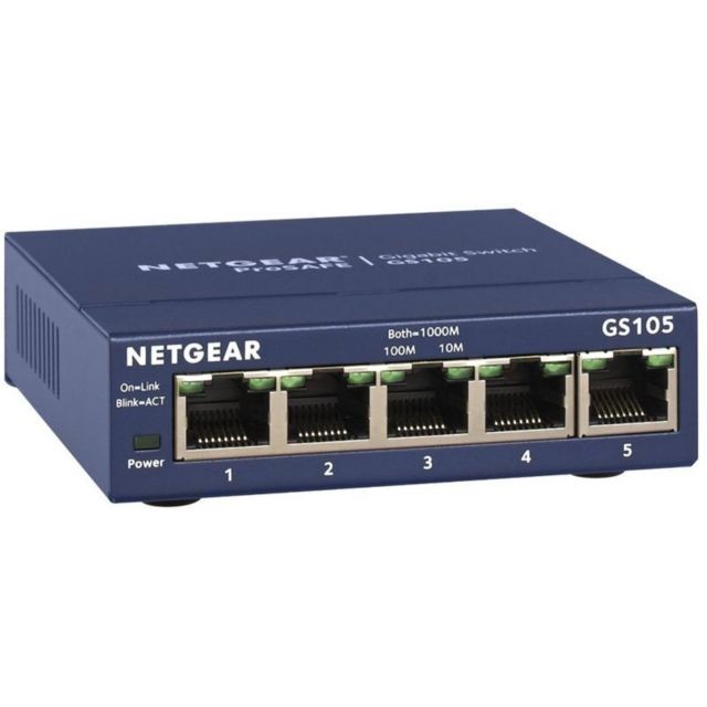 Netgear - Switch 5 ports - GS105GE- Bleu Netgear - Le meilleur de nos Marchands Périphériques, réseaux et wifi