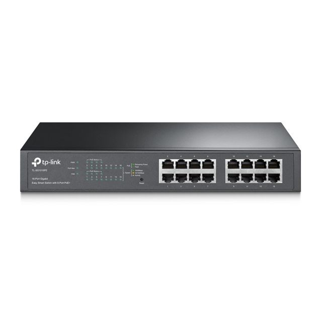 TP-LINK - TL-SG1016PE Switch PoE administrable 16 ports Gigabit dont 8 ports PoE+ (Bureau, Boîtier Métal) TP-LINK  - Switch