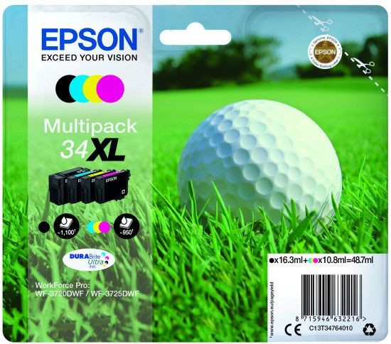 Epson - Multipack Balle de golf XL Noir,Cyan,Magenta,Jaune Epson - Cartouche d'encre pour imprimante EPSON Cartouche d'encre