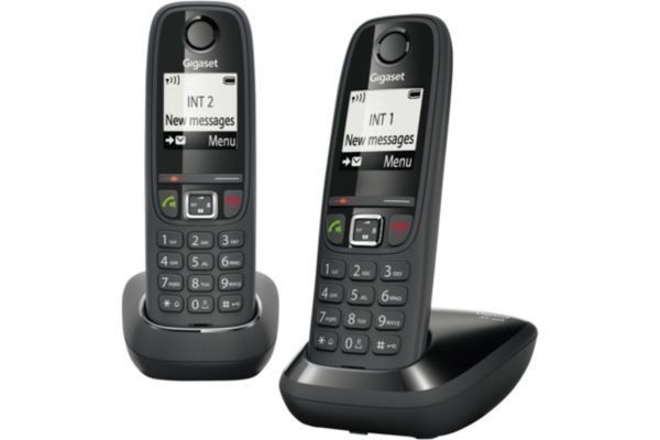 Téléphone fixe-répondeur Gigaset Téléphone sans fil GIGASET AS405 Duo Noir