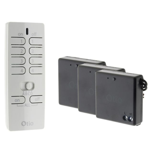 Interrupteurs et prises étanches Otio Pack éclairage télécommandé - Inclus 1 télécommande 16 canaux + 3 micro récepteurs
