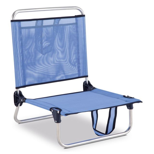 Transats, chaises longues Solenny Chaise de Plage Pliante Solenny Dossier Bas avec Poche et Accoudoirs 54x50x63 cm