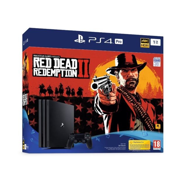 Console PS4 Sony PS4 PRO 1 To châssis G Black + Red Dead Redemption 2 - Standard Edition