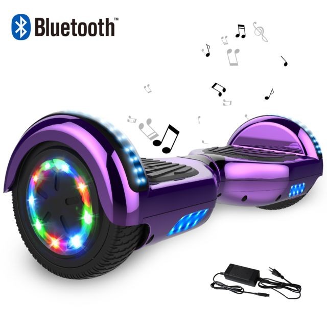 Cool And Fun - Cool&Fun Hoverboard 6.5 Pouces, Gyropode avec Bluetooth et Pneu à LED de couleur, Overboard Certifé CE, UL, Violet Chromé Cool And Fun  - Gyropode