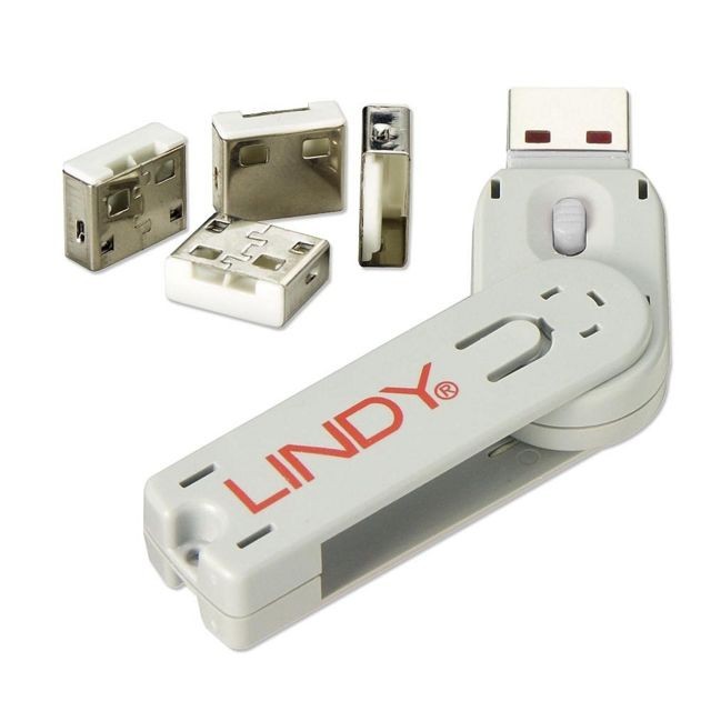Lindy - CLÉ USB & 4 VERROUS USB, BLANC LINDY 40454 Lindy  - Sécurité connectée