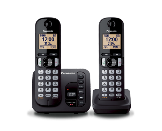 Panasonic - Téléphone sans fil duo dect noir avec répondeur - KXTGC222FRB - PANASONIC Panasonic  - Téléphone fixe-répondeur